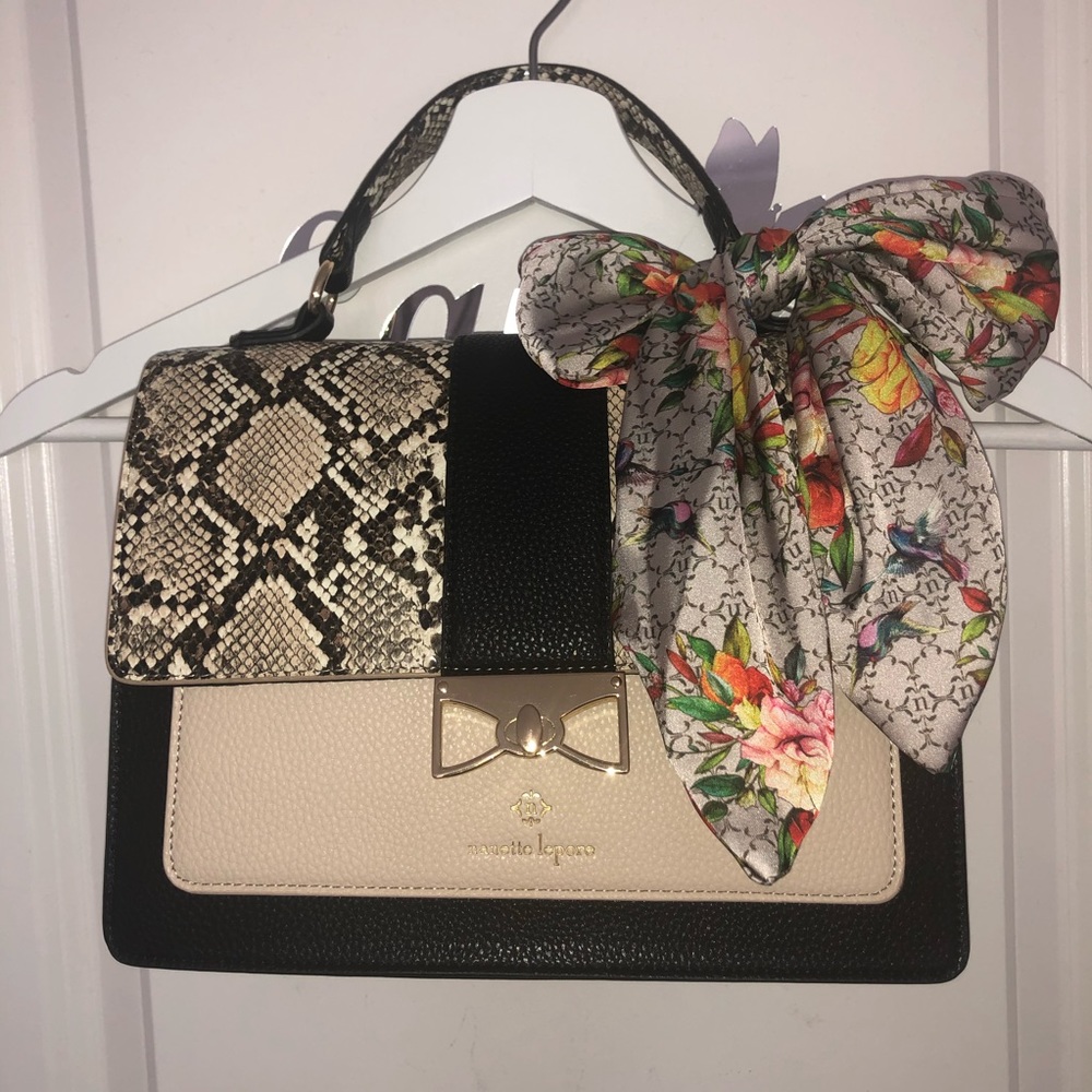 NWOT Nanette Lepore Snakeskin Satchel with Scarf